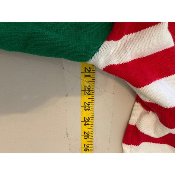 Santa Elf Christmas Sweater Green Red Striped Sleeves Fun Design XL - Picture 8 of 10